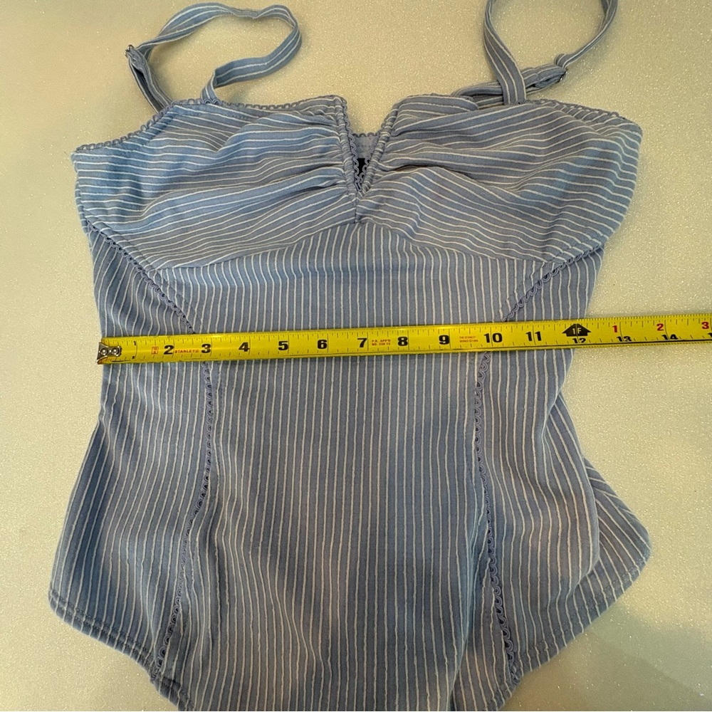 Lulu's Bodysuit Light Blue Striped Adjustable - Picture 12 of 13